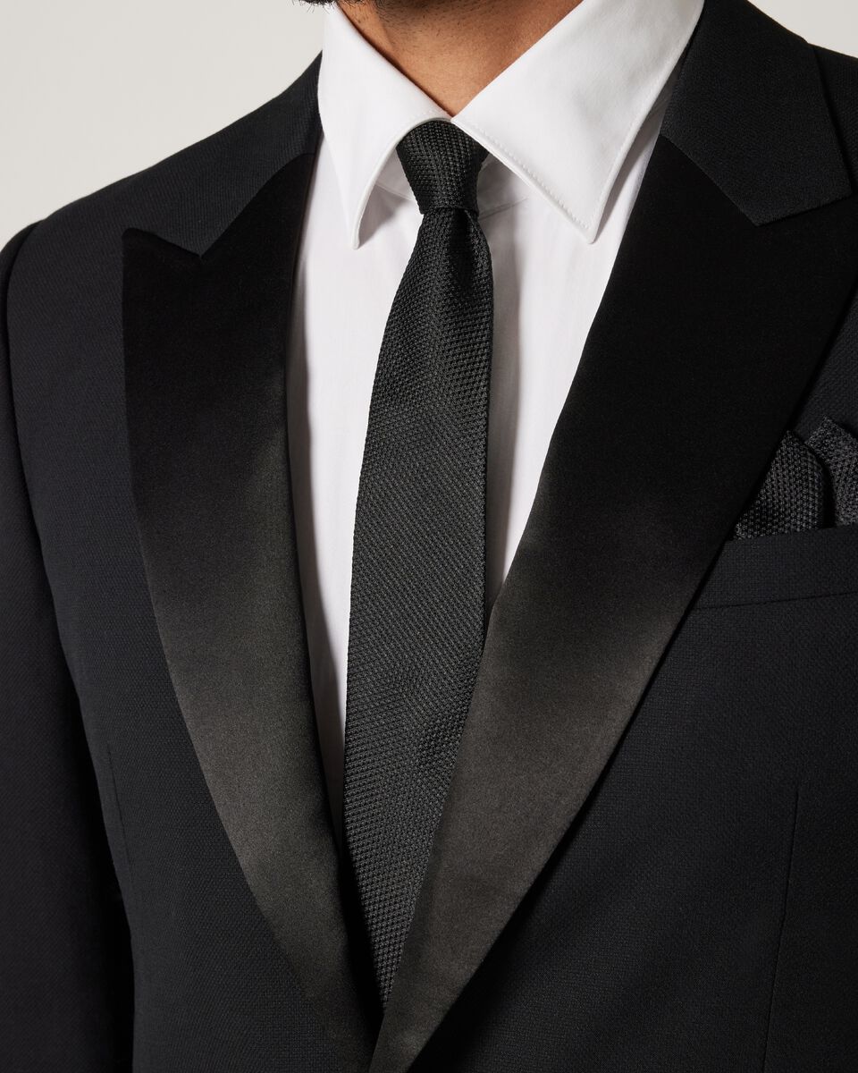 Silk Textured Two-tone Tie, Black, hi-res